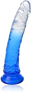 Realistic Jelly Dildo, 8 Inch G-Spot Dildo With Strong Suction Cup For Hands-Free Play, Flexible Lifelike Penis Female Clit Vaginal Masturbation Toy With Realistic Head And Veins Shaft Blue