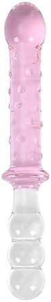 Epichao 8.9" Pink Double-Ended Glass Dildo Crystal Penis Sex Pleasure Wand With Anal Butt Plug For G-Spot Stimulation - Image 3