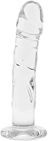Blown 7 Inch Realistic Glass Dildo And Water Based Lube (1Oz) Clear