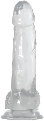 Adam & Eve Crystal Clear 8 Inch Dildo - Large Dildo With Suction Cup - Firm, Flexible Clear Dildo - 8.25" Long, 1.6" Wide - Harness Compatible Dildo - Waterproof Dildo For Solo Or Couples Play - Image 3