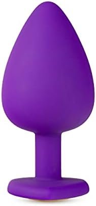 Blush Temptasia Bling Plug - Large Butt Plug - Satin Smooth - Body Safe Platinum Silicone Butt Plug - Heart Shaped - Gem Tapered For Comfort - Booty Sex Toy For Her Women Men - Purple - Image 3