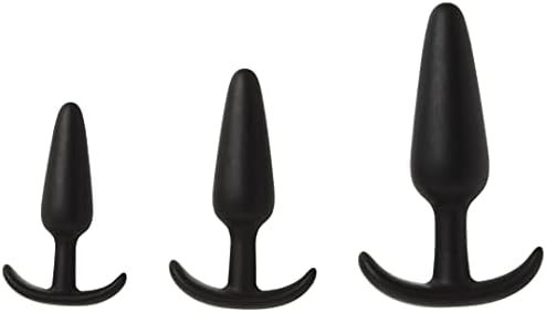Doc Johnson Mood - Naughty 1 Trainer Set - Small, Medium, Large - Silicone Butt Plugs With Tapered Base For Comfort Between The Cheeks - Black