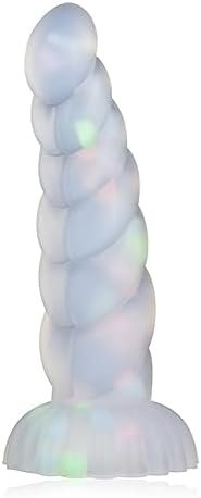 Anal Plug Butt Plug With Strong Suction Cup Luminous Liquid Silicone Dildo Masturbator G-Spot Anal Clitoris Vaginal Stimulator Sex Toy Dildo Prostate Massager For Men Women Couple Play (L)