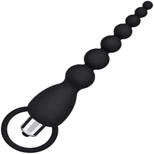 Ousandy Vibrating Anal Beads Plug Booty Bliss Waterproof Silicone Butt Plug With Removable Bullet Vibrator 7.75” Total Length, 6” Insertable (Black)