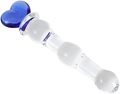 Aptitan Blue Heart Novelties Glass Dildo Crystal Penis Glass Pleasure Wand Female Masturbator Sex Toy - Image 3
