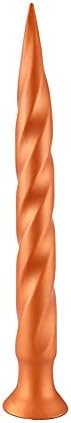 Super Long Thread Anal Plug With Strong Suction Cup, Liquid Silicone Butt Plug Vaginal Prostate Massage Stimulation For Beginner&Advanced Player Anal Plugs Soft Flexible Dildo (S) Gold