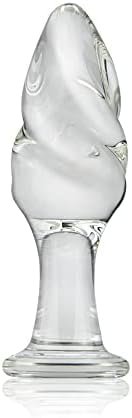 Fst Glass Anal Butt Plug, Transparent Crystal G-Spot Massager Vaginal Stimulation Sex Toys For Women Men Beginners (M)