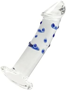 Crystal Dildo, Glass Thick Penis Pleasure Wand With Spot Texture And Vivid Glans For Anal Butt Plug Expander For Female Masturbation G-Spot Stimulation