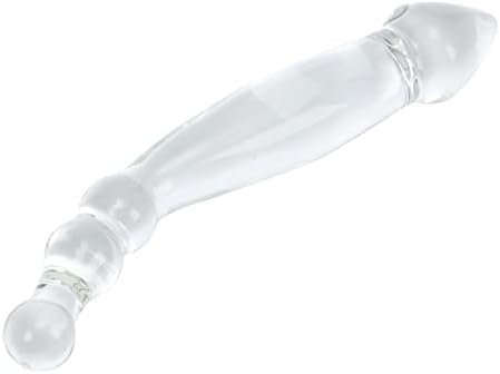 Aptitan 9" Double Ended Glass Dildo Crystal Penis Female Masturbator G-Spot Stimulator With Anal Bead Plug Butt Plug Anus Sex Toy