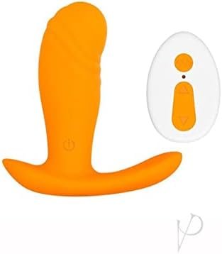 Evolved Love Is Back - Creamsicle - 12 Speeds & Functions Remote-Controlled Silicone Petite Phallic-Shaped Shaft - Rocker-Base Discreetly Wearable Vibrator - Orange/White - Image 2