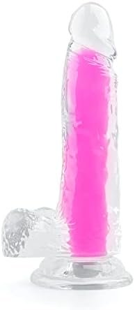 Turvdarorde Luminous Realistic Dildo G-Spot Jelly Lifelike Dildo With Strong Suction Cup Vaginal Stimulator For Women Adult Sex Toys For Anal Stimulation (Pink)