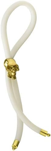Bolo C-Ring Lasso Gold Skull Bead Silicone, White, 1.3 Ounce