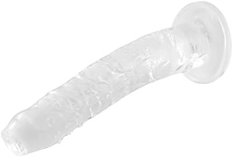 Shkanla 7.87Inch Realistic Dildo With Suction Cup Base For Hands-Free Play, Ultra-Real Large Dildos With Raised Veins And Half-Foreskin Head For Vaginal G-Spot And Anal Prostate Play (Clear) - Image 3