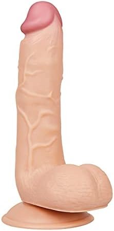 Eis Natural Dildo With Suction Cup And Large Testicles - G-Spot And Anal Dildo - Slippery Soft, Realistic Design (8.3 Inches)