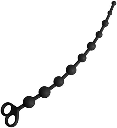 Shkanla Silicone Anal Bead With 10 Balls, Anal Chain Butt Plug Anal Sex Toys With Safe Pull Ring (Black) - Image 3