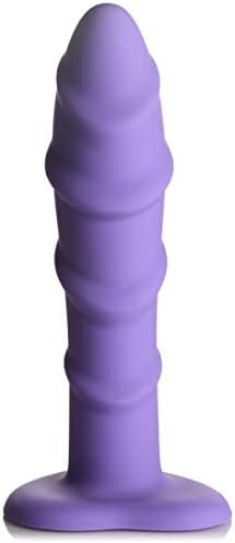 Simply Sweet Swirl Silicone Dildo For Men, Women, & Couples. Ribbed Swirled Dildo Made With Premium Silicone Wide Heart Shaped Base Firm & Flexible. 1 Piece, Purple.