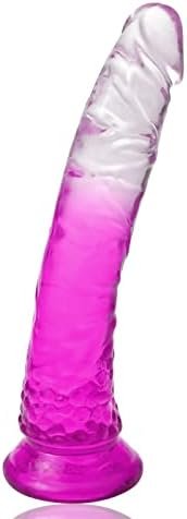 Soft Realistic Mini Dildo Vaginal Anal Stimulation Adult Sex Toys With Powerful Suction Cups, Purplegradient G-Spot Penis Suitable For Bed Games Female Pleasure (Medium)