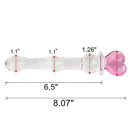 Epichao Novelties Glass Dildo Crystal Penis Glass Wand G-Spot Stimulation Female Masturbator (Heart) - Image 2