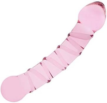 Glass Pleasure Wand, Crystal Double-Ended Dildo Penis With Raised Swirl Texture Mushroom Tip, Anal Butt Plug For G-Spot Stimulation
