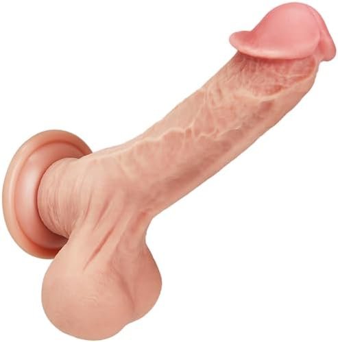 Small Glans Big Thick Dildo With Strong Suction Cup 8.3 Inch Realistic Dildo With Suction Cup For Hands-Free Play
