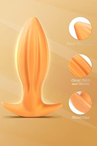 Ultral Soft Butt Plug, Flexible Liquid Silicone Anal Plug Prostate Massage G-Spot Stimulator Anal Trainer Kit For Beginner Advanced Players Sex Factory (M) - Image 3