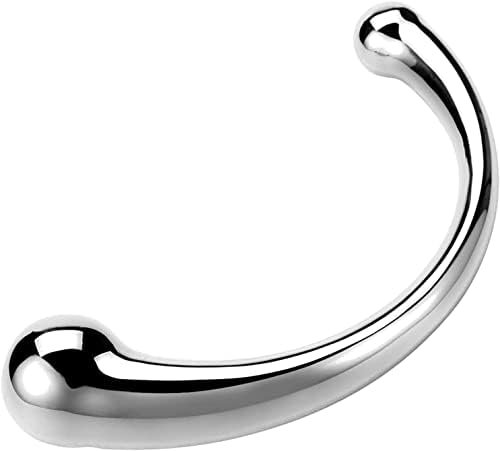 G-Spot Dildo,Xinbale Stainless Steel Curved Dual Ended Dildo, G-Spot P-Spot Stimulator For Anal Play Prostate Massage Masturbation Sex Toy For Couple