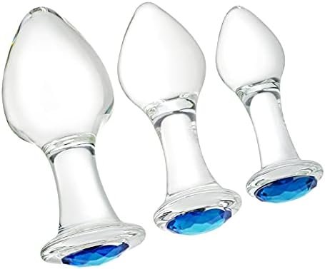 Crystal Anal Plug Bum Plugs Jewelry Anal Trainer Toys Glass Massage Butt Plug Large Medium Small Anal Stimulation Sex Toy For Unisex Masturbation (Light Blue)