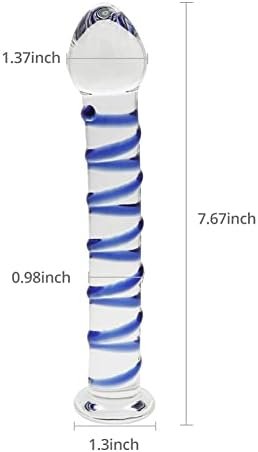 Crystal Glass Pleasure Wand Dildo Penis With Blue Raised Spiral Texture Mushroom Tip Anal Butt Plug Sex Factory - Image 2