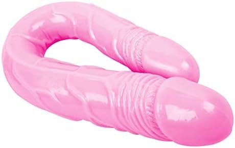 Lesbians Sex Toy Double-Ended Dildo Flexible Realistic Silicone Jelly Dildos Dong G-Spot Stimulator Hands- Play Penis (L, 03-Transparent), 0.2 Kilograms