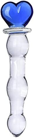 Aptitan Blue Heart Novelties Glass Dildo Crystal Penis Glass Pleasure Wand Female Masturbator Sex Toy
