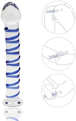 Don Wand Glass Pleasure Wand, Swirl Mushroon Tip Rocket, Blue - Image 2