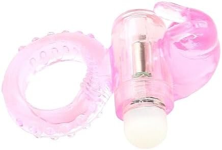 Goeskba Rabbits Vibrator Cock Ring Vibrating Bullet Delay Stimulator Mens Couples Sex Toy(Pink) - Image 3