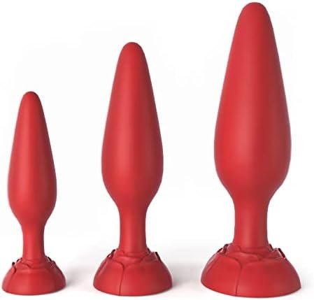 Anal Plug Rose Sex Toys, 3Pcs Butt Plug Training Set Silicone Adult Sex Toy, Prostate Training Kit Couples Toys With Rose Suction Cup Base For Men, Women, Beginners And Advanced Users