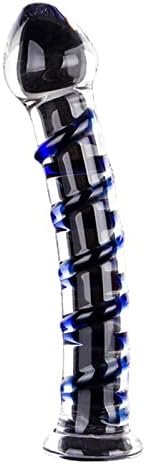 Glass Pleasure Wand, Crystal Dildo Penis With Raised Swirl Texture Mushroom Tip Adult Sex Toy, Anal Butt Plug For G-Spot Stimulation
