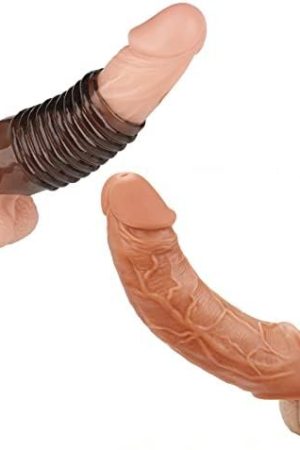 Penis Sleeve, Xinbale Reusable Penis Sleeve With Realistic Textured Cock Ring Penis Ring Body-Safe Stretchy Ultra-Soft Materia Applicative For Men