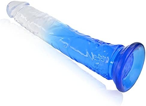Realistic Jelly Dildo, G-Spot Dildo With Strong Suction Cup For Hands-Free Play, Flexible Lifelike Penis Female Clit Vaginal Masturbation Toy With Realistic Head And Veins Shaft Blue - Image 2