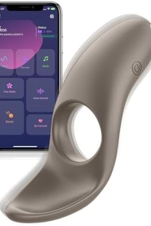 Vibrating Cock Ring With App Remote Control, Silicone Penis Ring Vibrator With 9 Vibration Modes, Men Cock Ring Vibrator For Stronger Erection Stimulation, Adult Couple Sex Toys & Games (Cool Gray)