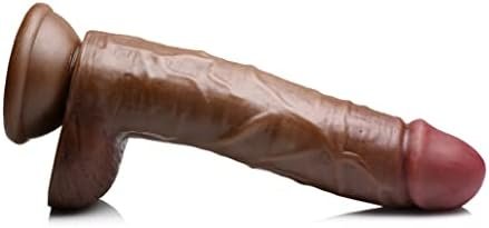 Lynx 9 Inch Dildo With Balls - Brown - Image 2