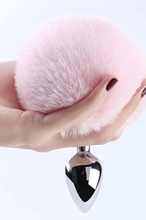 Drowsyme Anal Butt Plug With Bunny Tail, 1.08Inch Aluminum Alloy Plug Sexy Toys For Couples,Foxy Cosplay,Small,White