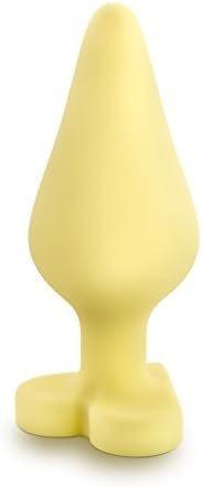 Blush Naughty Candy Heart - Smooth Satin Silicone Heart Shaped Bottom Anal Butt Plug Sex Toy For Men And Women - Yellow - Image 3