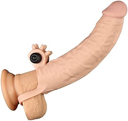 Adult Sex Toy, Vibrating Penis Sleeve Penis Extension Extensions Vibrating Cock Ring Penis Ring Vibrator Penis Pump Enlargement Pumps Hollow Strap On Dildo Strapon Harness (Flesh)