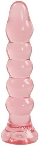 Doc Johnson Crystal Jellies - Ribbed Dildo/Anal Plug - For Beginners - Pink