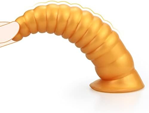 Silicone Anal Plug Dildo Butt Plug With Strong Suction Cup Flexible Penis For Vaginal Butt G-Spot Prostate Play (Gold) - Image 3