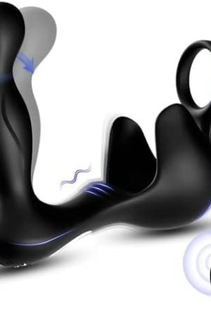 Anal Vibrator,Prostate Massager,With Penis Cock Ring,9 Vibration Modes,Dual Motors,G-Spot Vibrator,Waterproof,Thrusting,Silicone Rechargeable,Ergonomic Design,Anal Sex Toys For Male, Female And Couple