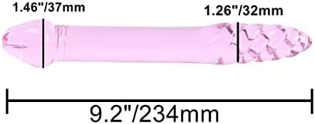 Epichao 9.2" Pink Double Ended Glass Dildo Big Crystal Masturbator Penis G-Spot Stimulator With Anal Bead Butt Plug - Image 3