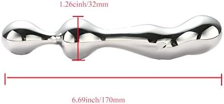 Double End Dildo Stainless Steel G-Spot P-Spot Massage Stimulator Anal Beads Adult Sex Toys, Silver, 23.0 Count - Image 2