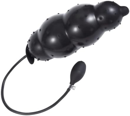 Granular Butt Plug Silicone Inflatable Anal Plug 15.7"X4.7" Black - Image 3