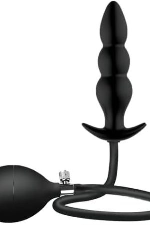Tatabanman Inflatable Anal Plug Anal Dildo, 11.8 Inch Silicone Expandable Butt Plug (Discreet Packing), Black