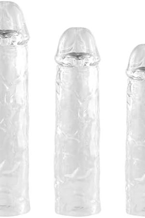 Stretchy Penis Sleeve Extender, 3 Pieces Ultra-Soft Realistic Textured Cock Extender,Penis Enlarger For Delay Ejaculation, Men & Couple Extension Sex Toy - Small,Medium,Large