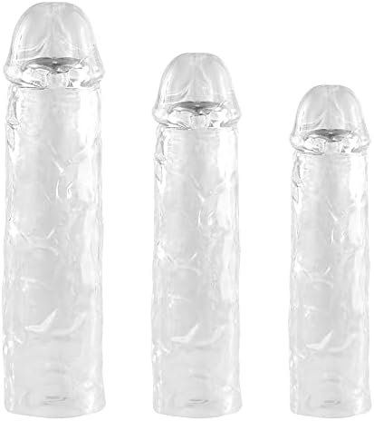 Stretchy Penis Sleeve Extender, 3 Pieces Ultra-Soft Realistic Textured Cock Extender,Penis Enlarger For Delay Ejaculation, Men & Couple Extension Sex Toy - Small,Medium,Large
